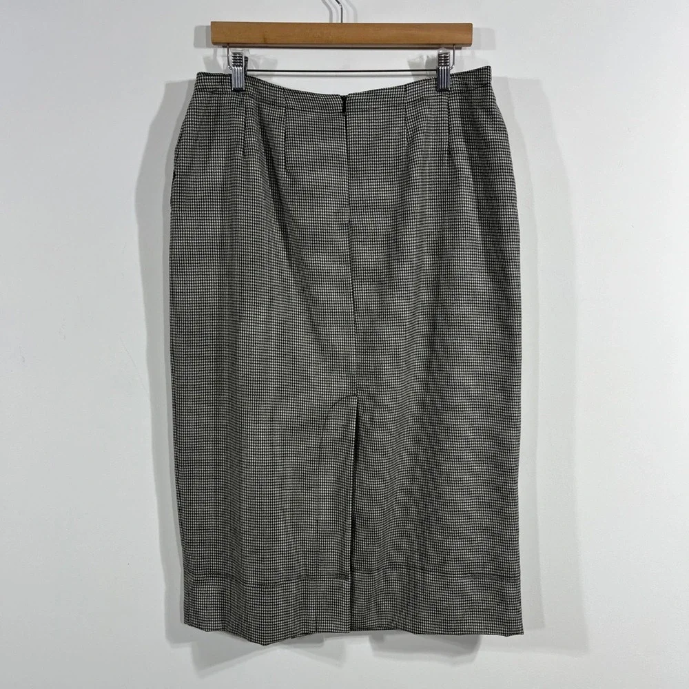 Harve Benard VTG Old Money Preppy Wool Houndstooth Skirt Womens 14 Quiet Luxury